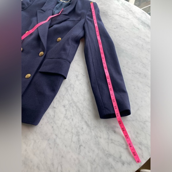 Frame Navy Blue Double Breasted Wool Cashmere Blend Blazer Size XS - Picture 10 of 12